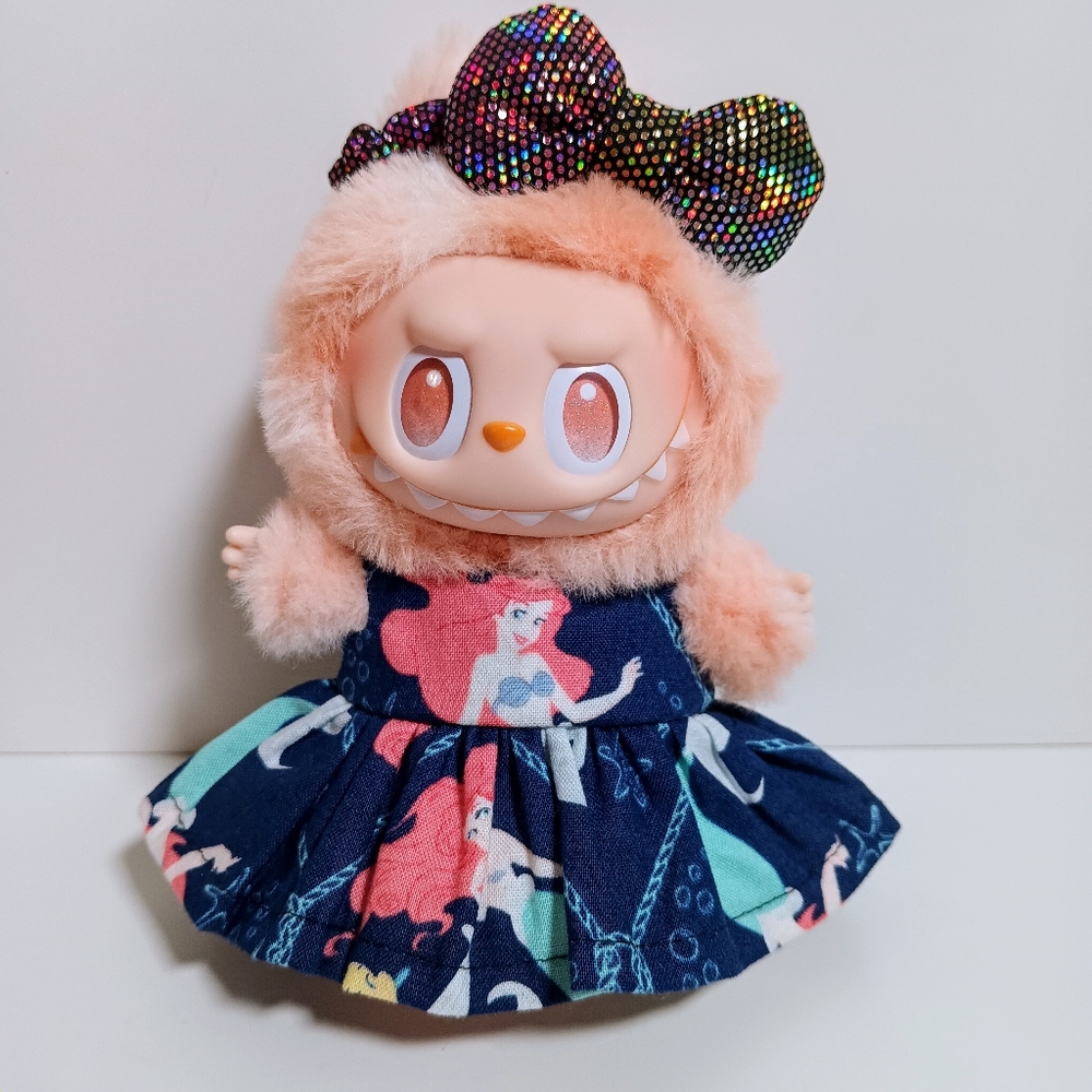 Custom Disney Little Mermaid Ariel Dress and Matching Bow Made to fit Labubu